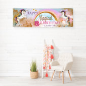 女子ユニコーン誕生日パーティバナー 横断幕 (インサイチュ)