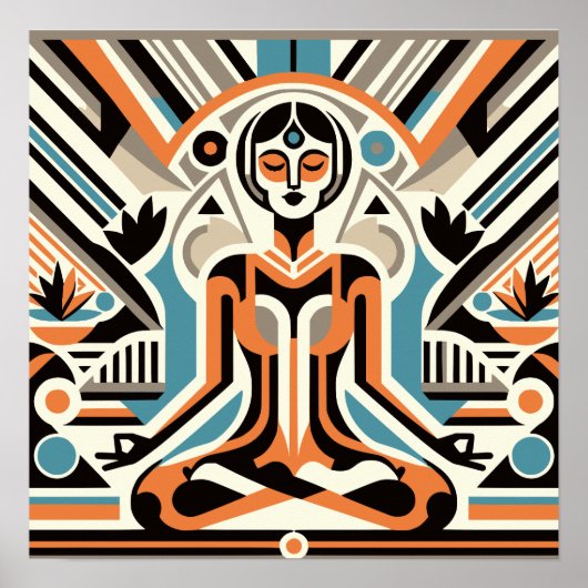 女子ヨガメディテーションアールデコトレーニング ポスター (正面)