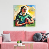 女子ラグビー包まれた選手 キャンバスプリント (インサイチュ (リビング))