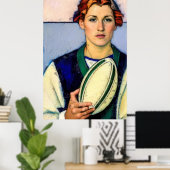 女子ラグビー絵画ズプリント ポスター (ホームオフィス)