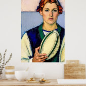 女子ラグビー絵画ズプリント ポスター (キッチン)