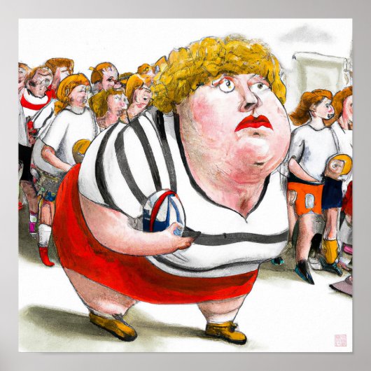 女子ラグビー選手 – ラグビー絵画ズプリント ポスター (正面)