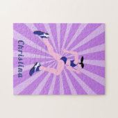 女子ランニングマラソンランナージョガーピンクかわいい ジグソーパズル (横)