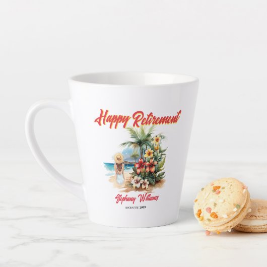 女子リタイアパーティービーチアロハウーマン カフェラテマグ (インサイチュ)