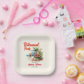 女子リタイアパーティービーチアロハウーマン ペーパープレート (パーティー)