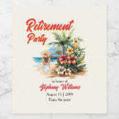 女子リタイアパーティービーチアロハウーマン ワインラベル (シングルラベル)