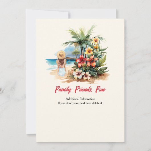 女子リタイアパーティービーチアロハウーマン 招待状 (裏面)