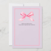 女子リタイアメントモダンパーティーエレガントピンクボウ 招待状 (裏面)