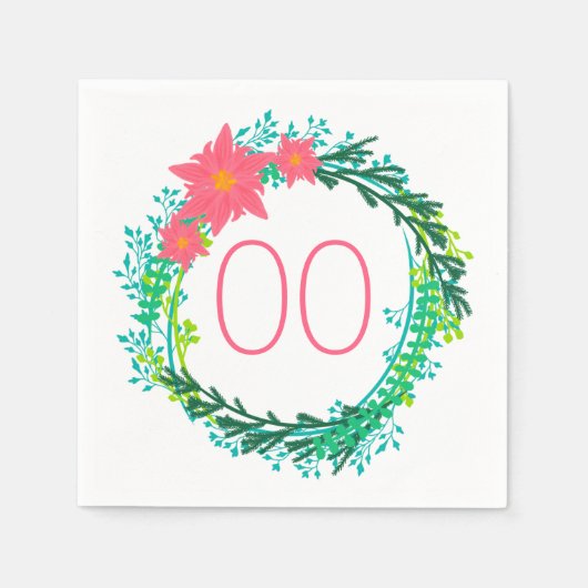 女子リース91日92日95日98日99誕生日 スタンダードカクテルナプキン (正面)