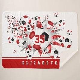 女子レッドブラックアスレティックサッカーボール シェルパブランケット