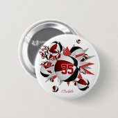 女子レッドブラックスポーツバスケットボールのスター 缶バッジ (正面&裏面)