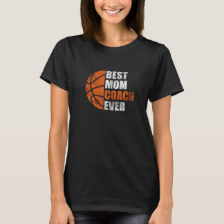 女子レトロバスケママコーチ最高の母 Tシャツ