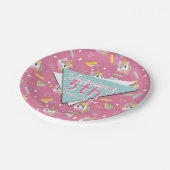 女子レトロピンクユニコーン誕生日 ペーパープレート (アングル)