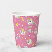 女子レトロピンクユニコーン誕生日 紙コップ (裏面)