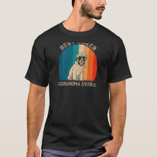 女子レトロボクサーおばあちゃんのドッグデザイン» Tシャツ