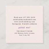 女子ロエレガントゴ赤面ピンク&グレーメイクアップアーティスト スクエア名刺 (裏面)