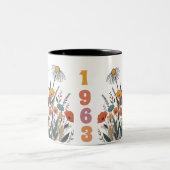 女子ワイルドフラワー誕生年エド。数 ツートーンマグカップ (中央)