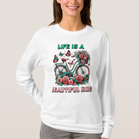 女子ヴィンテージサイクリング Tシャツ (正面)