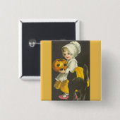 女子ヴィンテージハロウィーンテーマピンボタンバッジ 缶バッジ (正面&裏面)