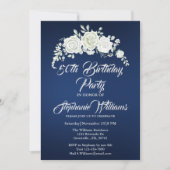 女子ヴィンテージ白縁ど薔薇50誕生日 招待状 (正面)