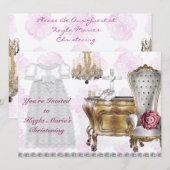 女子ヴィンテージ《キリスト教》洗礼式や命名式招待状 招待状 (正面/裏面)