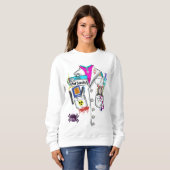 女子不機嫌サイエンティストカスタムハロウィンラボコート スウェットシャツ (正面フル)