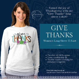 女子与え感謝してい長袖Tシャツ Tシャツ