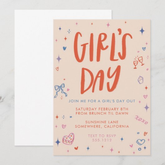 女子会のお誘い 招待状 (正面/裏面)