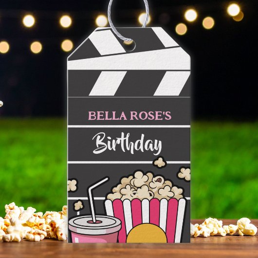女子会の映画鑑賞会の誕生日パーティー ギフトタグ