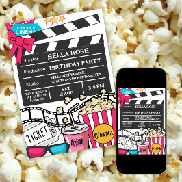 女子会の映画鑑賞会の誕生日パーティー 招待状