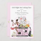 女子会クッキングクラス 招待状 (正面/裏面)