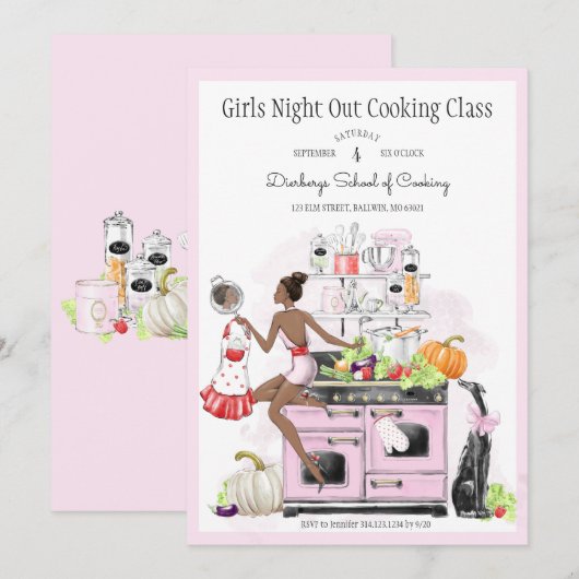 女子会クッキングクラス 招待状 (正面/裏面)