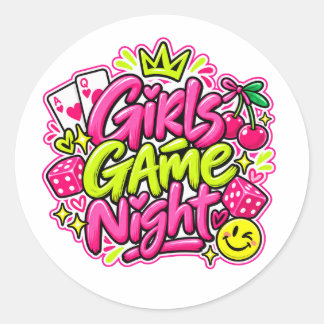 女子会ゲームナイトラウンドステッカー ラウンドシール