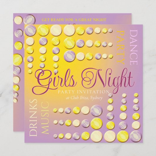 女子会ダンスパーティーの招待状 招待状 (正面/裏面)