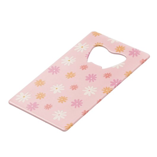 女子会パーティーの景品 レトロなピンクのデイジー クレジットカード栓抜き (裏面アングル)