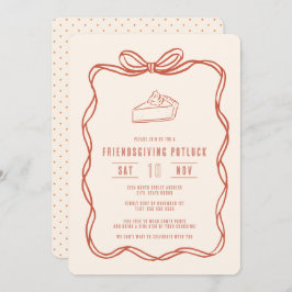 女子会感謝祭のパーティーでのおしゃれな小さい飾り付きパイ 招待状