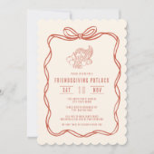 女子会感謝祭のパーティーのためのおしゃれな食事会のお誘いのメッセージです 招待状 (正面)