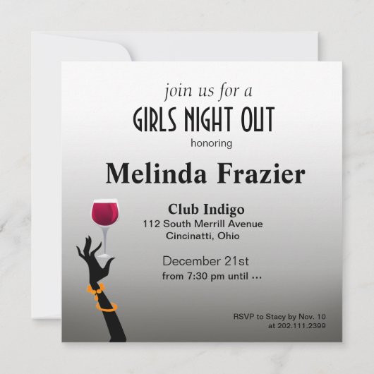 女子会 お出かけ カクテルパーティー 招待状 (裏面)