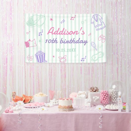 女子会 スリープオーバー パジャマパーティ 誕生日 横断幕 (パーティー)
