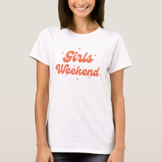女子会 レトロな独身最後の週末パーティー 花嫁 Tシャツ