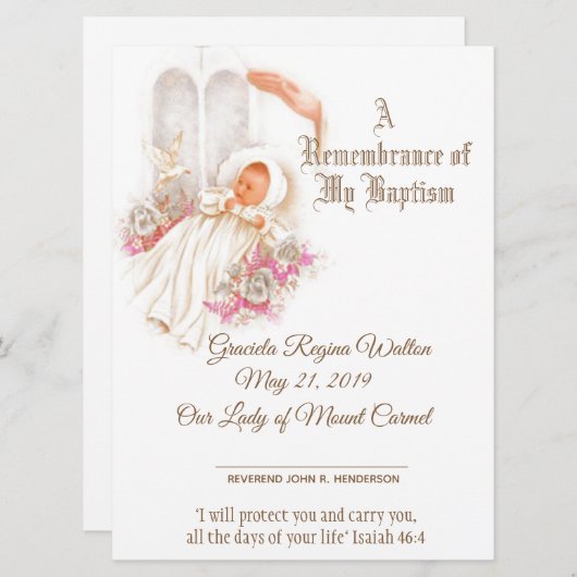 女子伝統的洗礼《キリスト教》洗礼式や命名式証書 シーズンカード (正面/裏面)