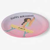 女子体操の誕生日プレートパーソナライズされた ペーパープレート (アングル)