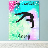 女子体操ウォーターカラー浮動ハート キャンバスプリント (インサイチュ (ウッドフロア))