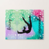 女子体操ウォーターカラー浮動ハート ジグソーパズル (横)