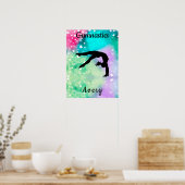 女子体操ウォーターカラー浮動ハート ポスター (キッチン)