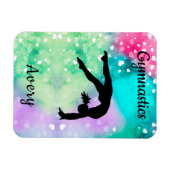 女子体操ウォーターカラー浮動ハート マグネット (横)