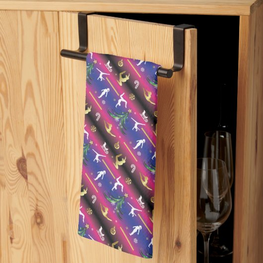 女子体操クリスマスツリー キッチンタオル (三つ折り)