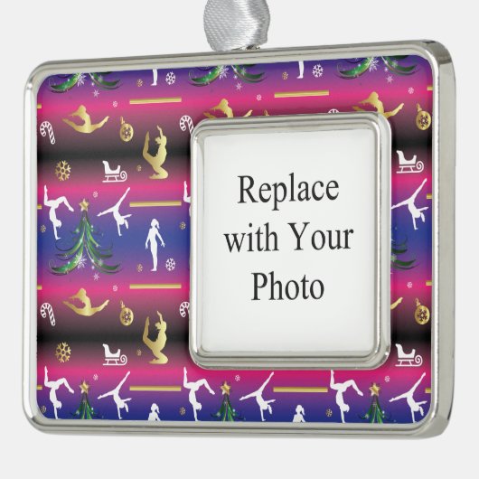 女子体操クリスマスツリー シルバープレートフレームオーナメント (左)