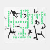 女子体操クロスワードホワイト、グリーン、ブラック フリースブランケット (正面(横))