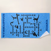 女子体操スキルクロスワードビーチタオル ビーチタオル (正面)